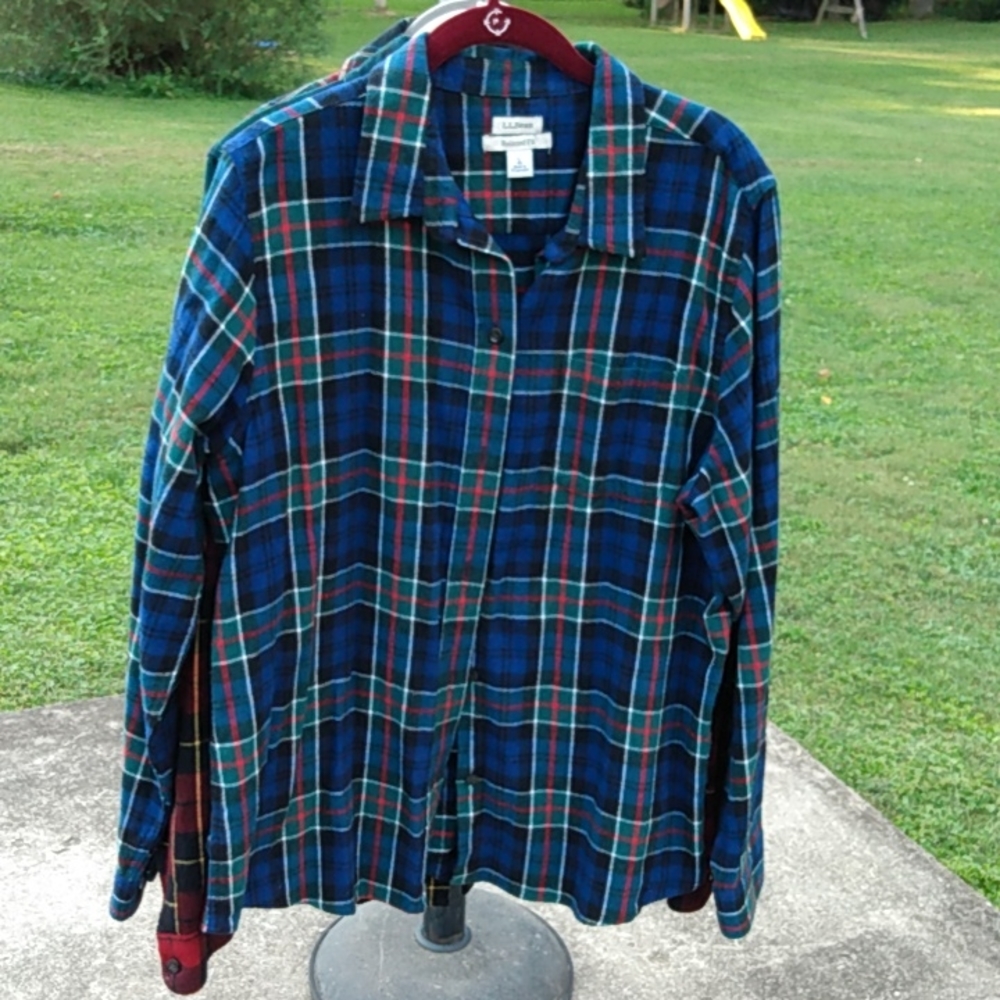 ll bean scotch plaid flannel shirt  L, relaxed fit